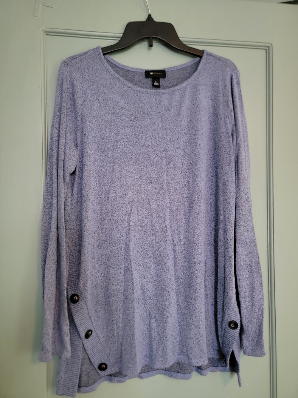 So Soft Light Blue Button-Hem Long Sleeve Top